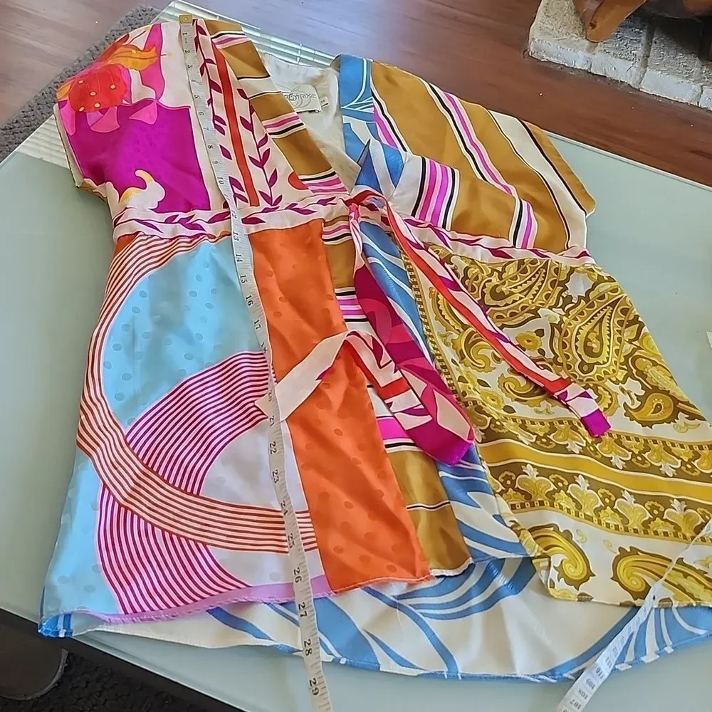 Alice & Trixie 100% Silk Tropical Resort Wear Y2K, Retro 70's Vibes Top Size XS